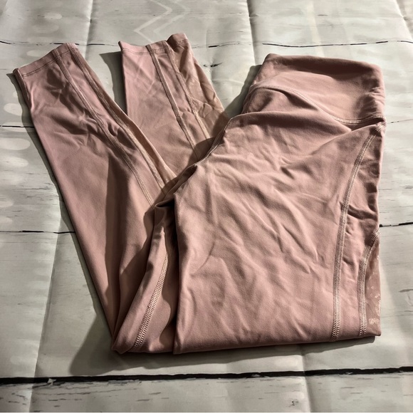 Mauve Pink Victoria Sport Workout Leggings with Sheer Animal Print Panel, Medium - Picture 12 of 14